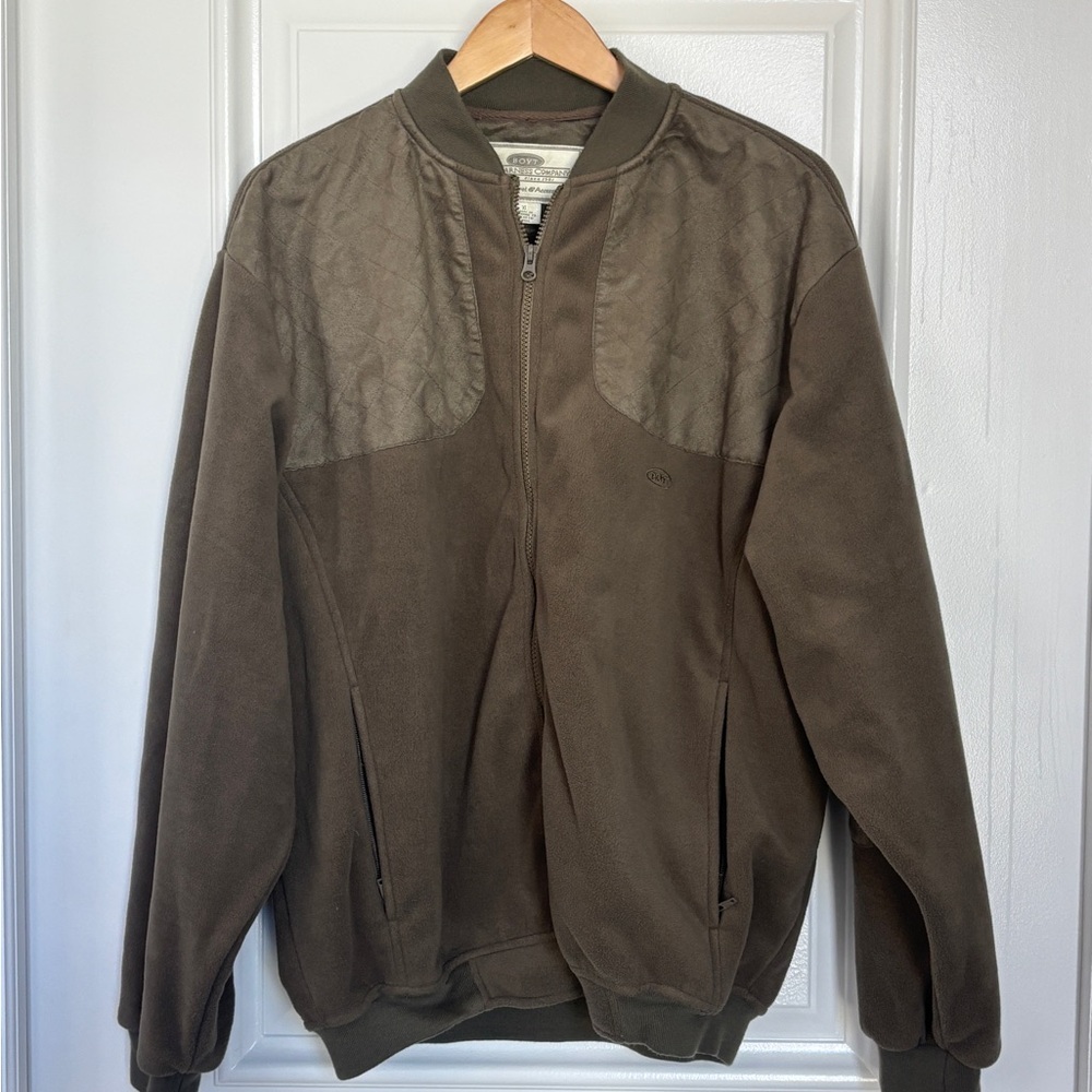 Olive Green Fleece Jacket with Quilted detail